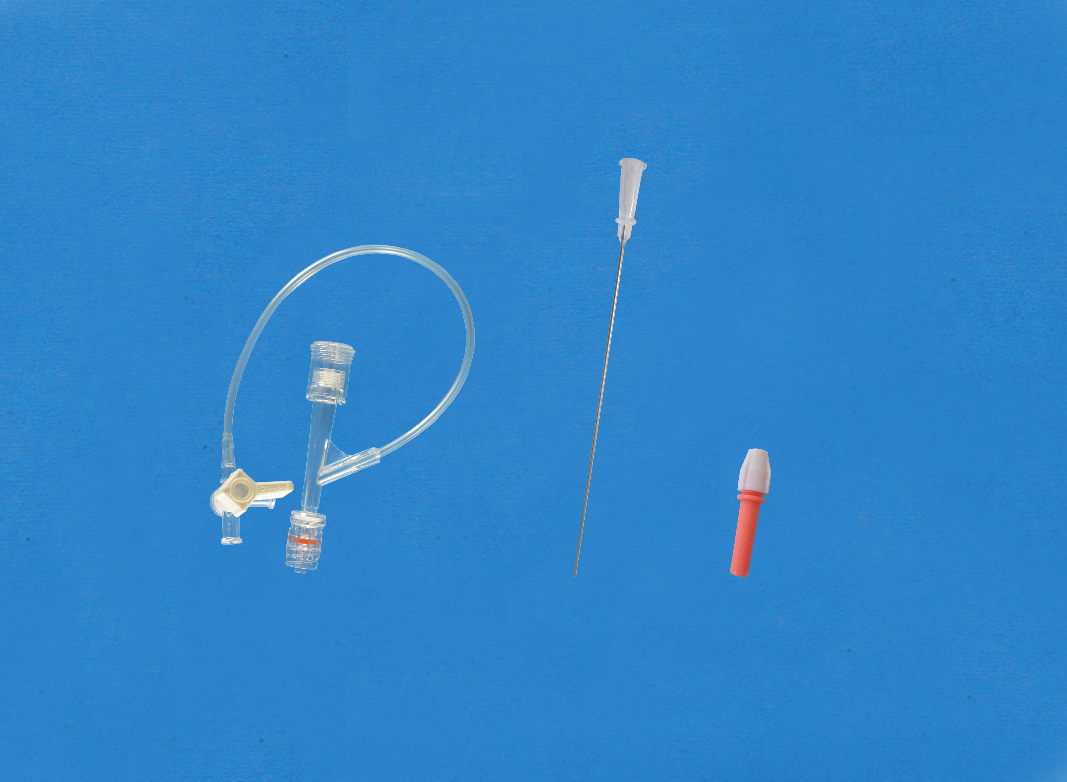 一次性使用Y型連接器套件-二檔按壓式側枝為延長管和三通，小針座校直器，紅色銅芯扭控器