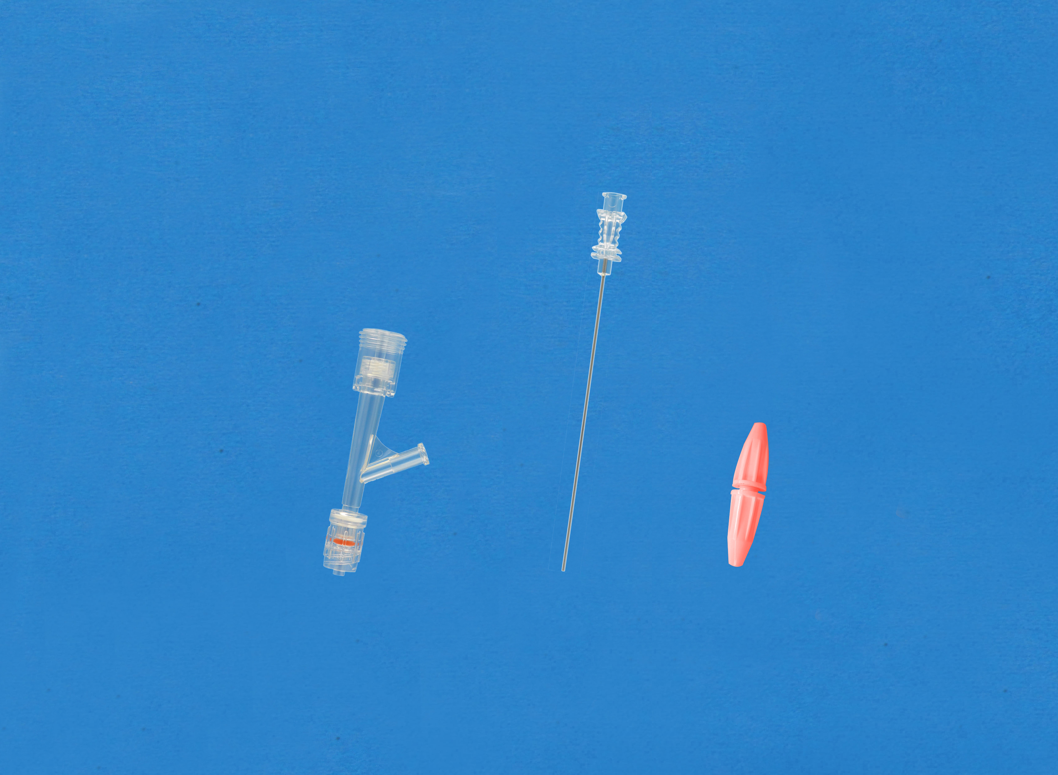 一次性使用Y型連接器套件-二檔按壓式側枝為母接頭，大針座校直器，紅色全塑扭控器