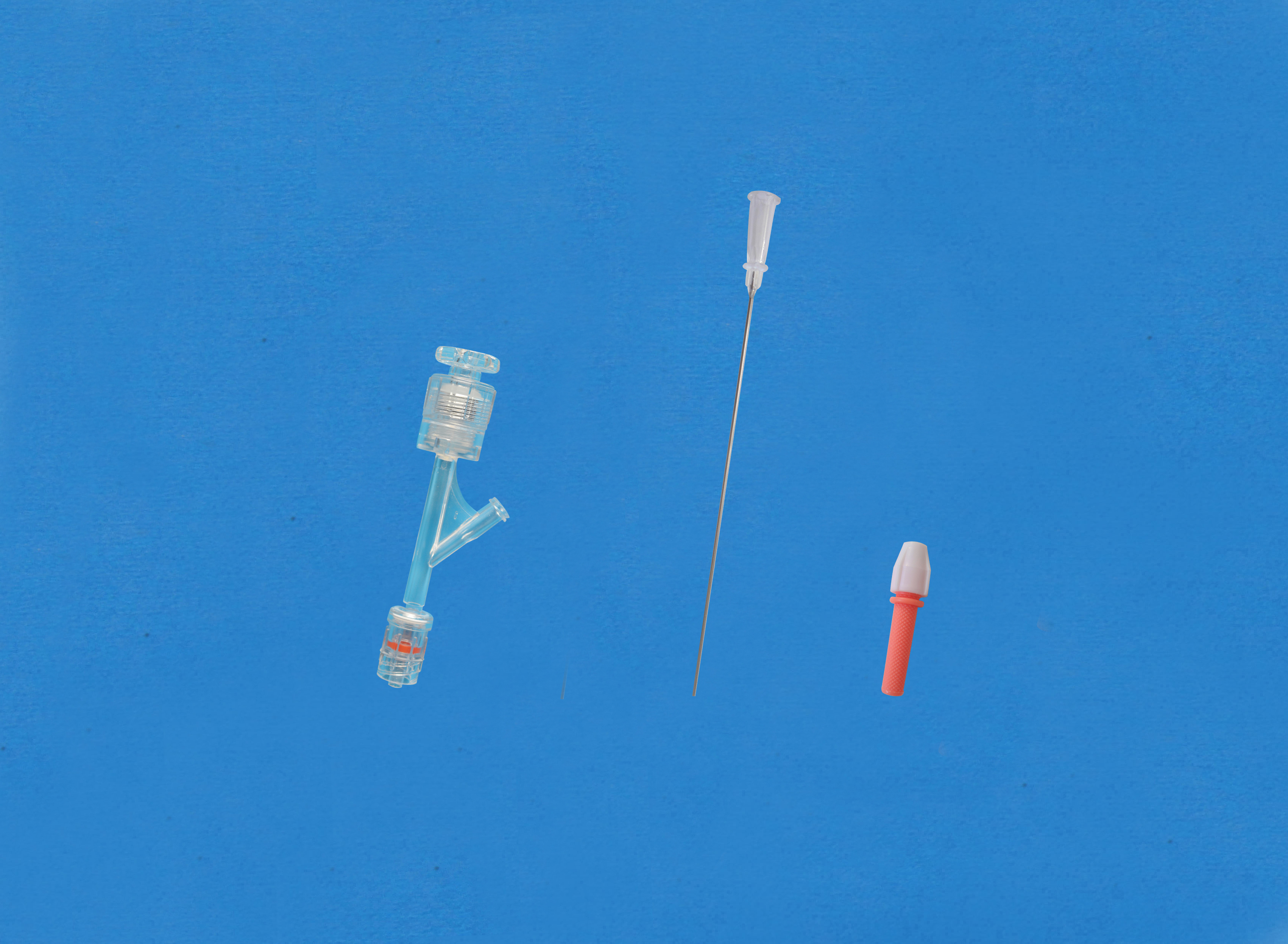 一次性使用Y型連接器套件-按壓旋鈕式側枝為母接頭，小針座校直器，紅色銅芯扭控器