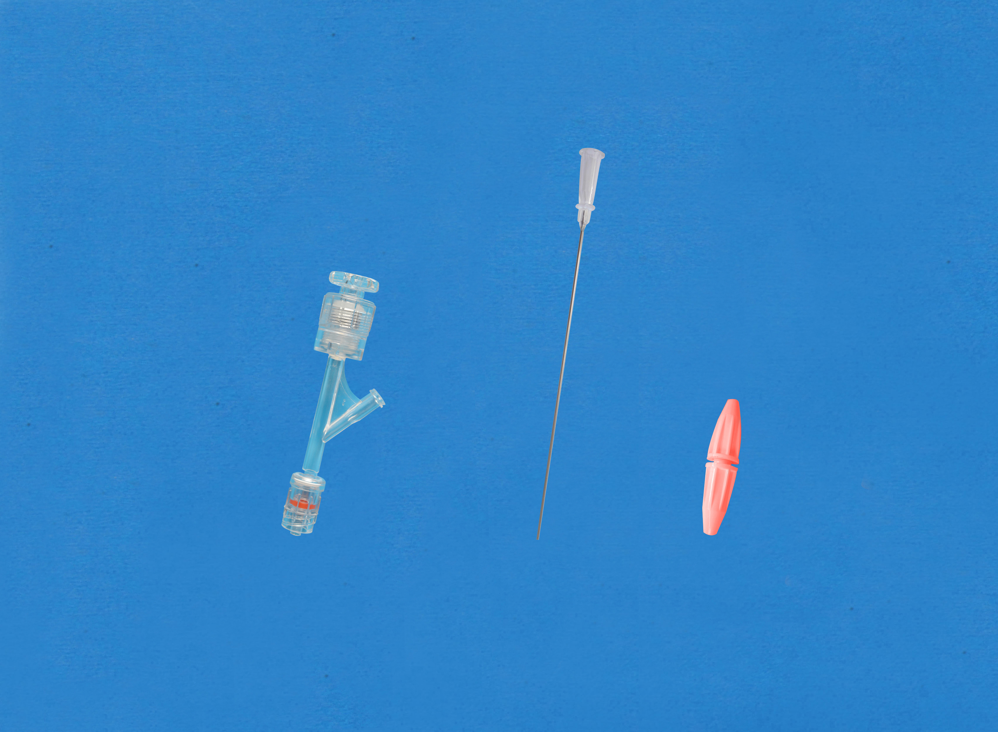 一次性使用Y型連接器套件-按壓旋鈕式側枝為母接頭，小針座校直器，紅色全塑扭控器