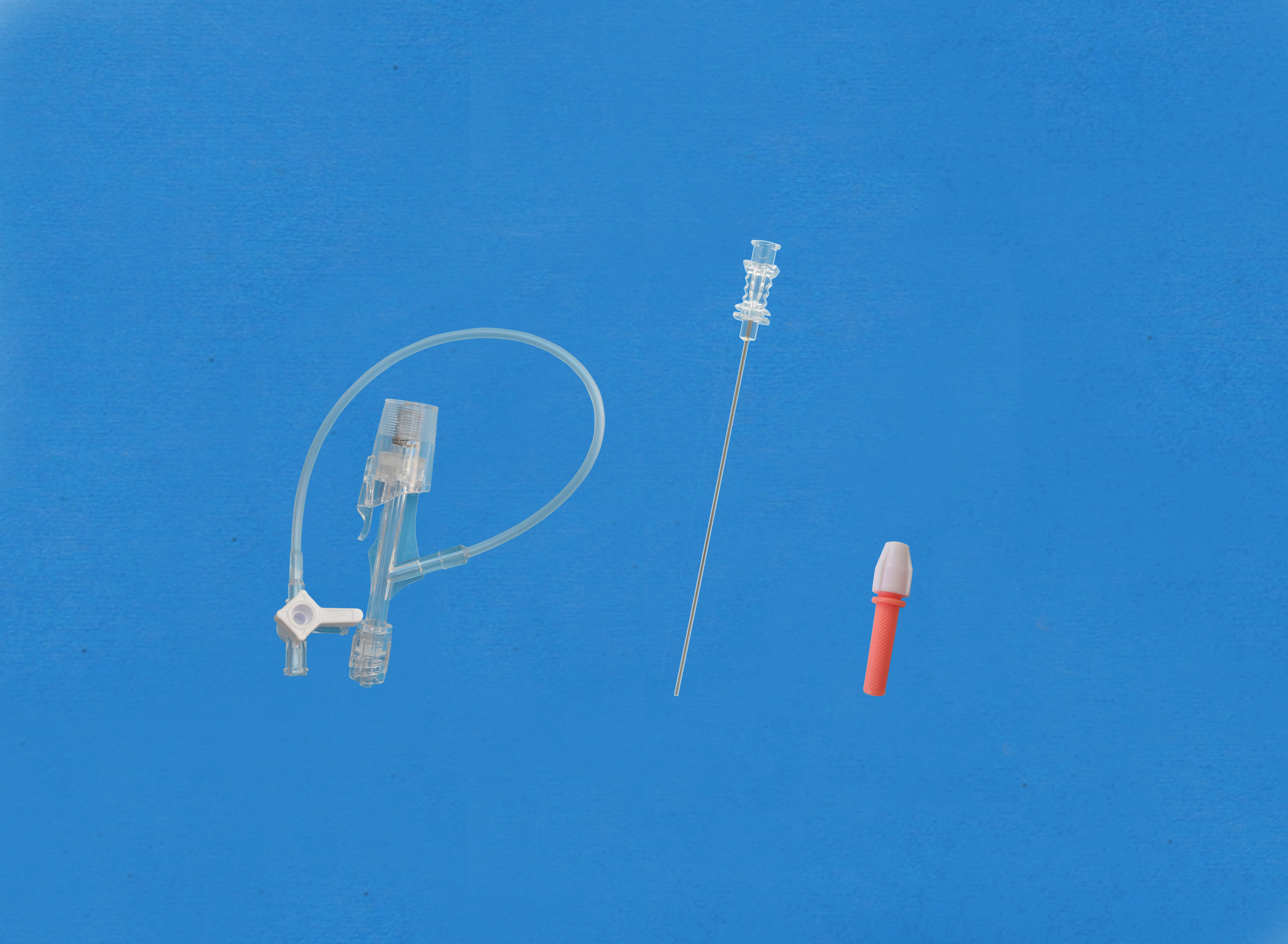 Haemostatic valves, Y click, Sideon Tubing and Stopcock, Insertion Tool with Large Hub, Red/Copper Torquer