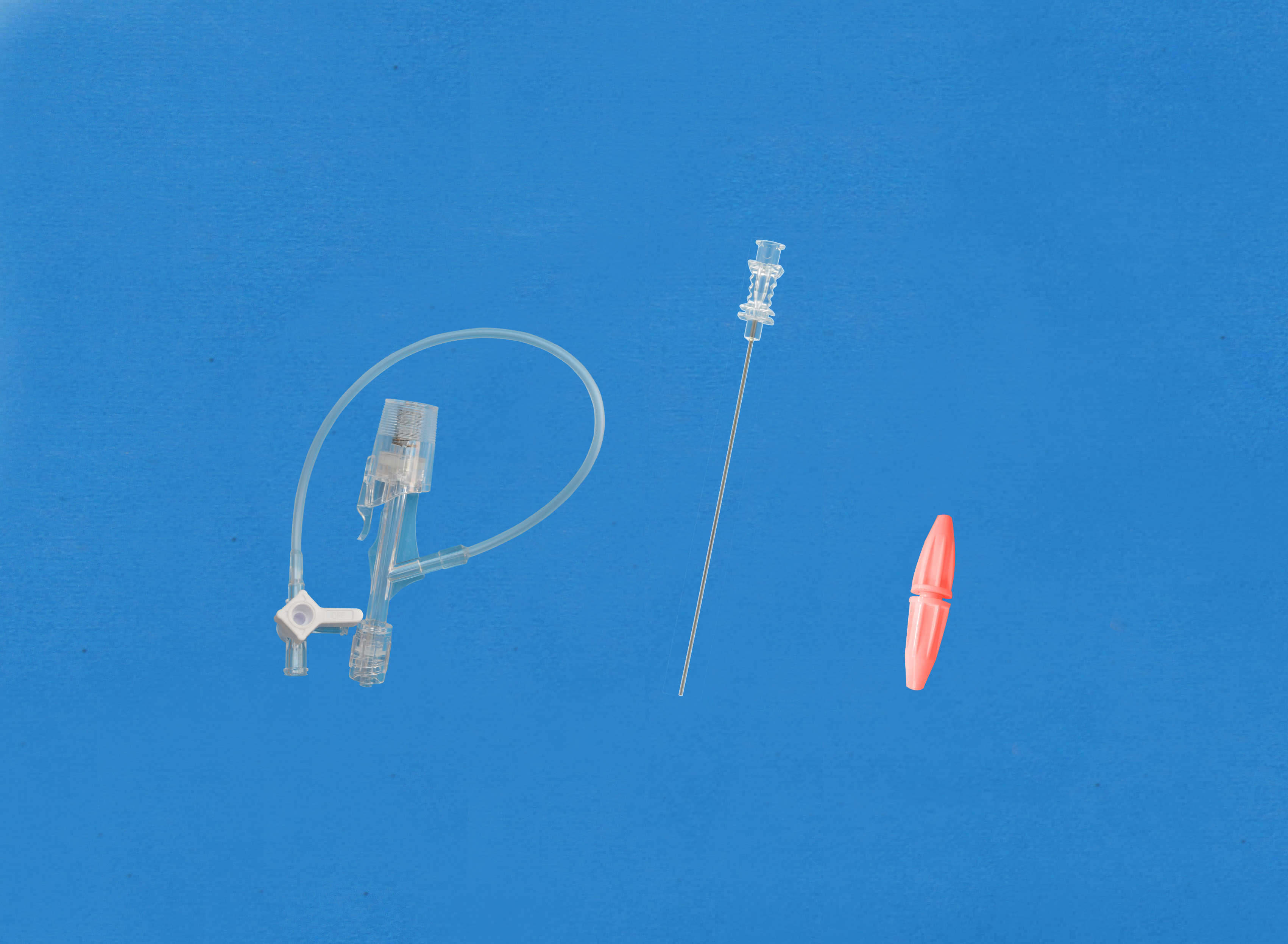 Haemostatic valves, Y click, Sideon Tubing and Stopcock, Insertion Tool with Large Hub, Red/Plastic Torquer