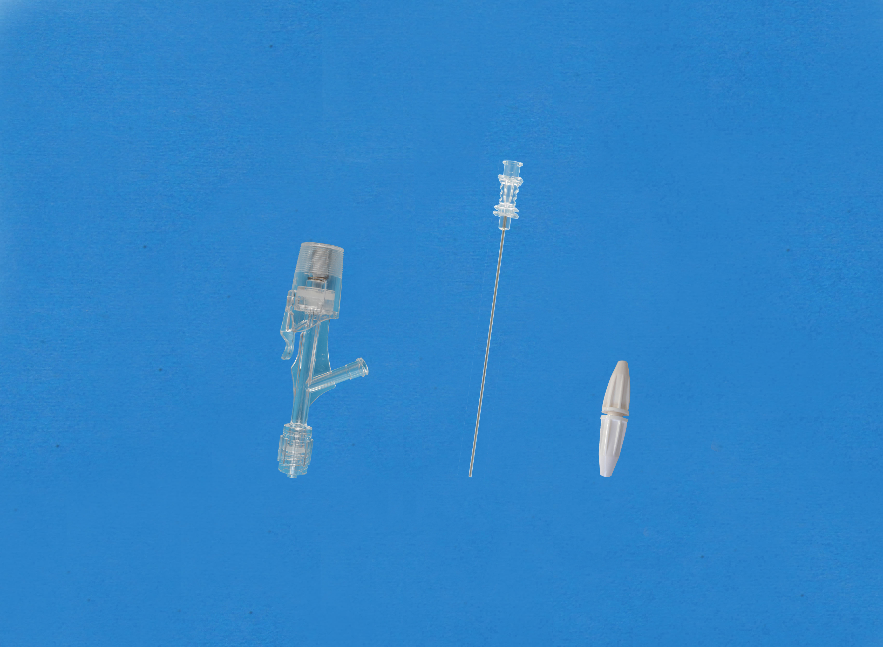 一次性使用Y型連接器套件-三檔按壓式側枝為母接頭，大針座校直器，白色全塑扭控器